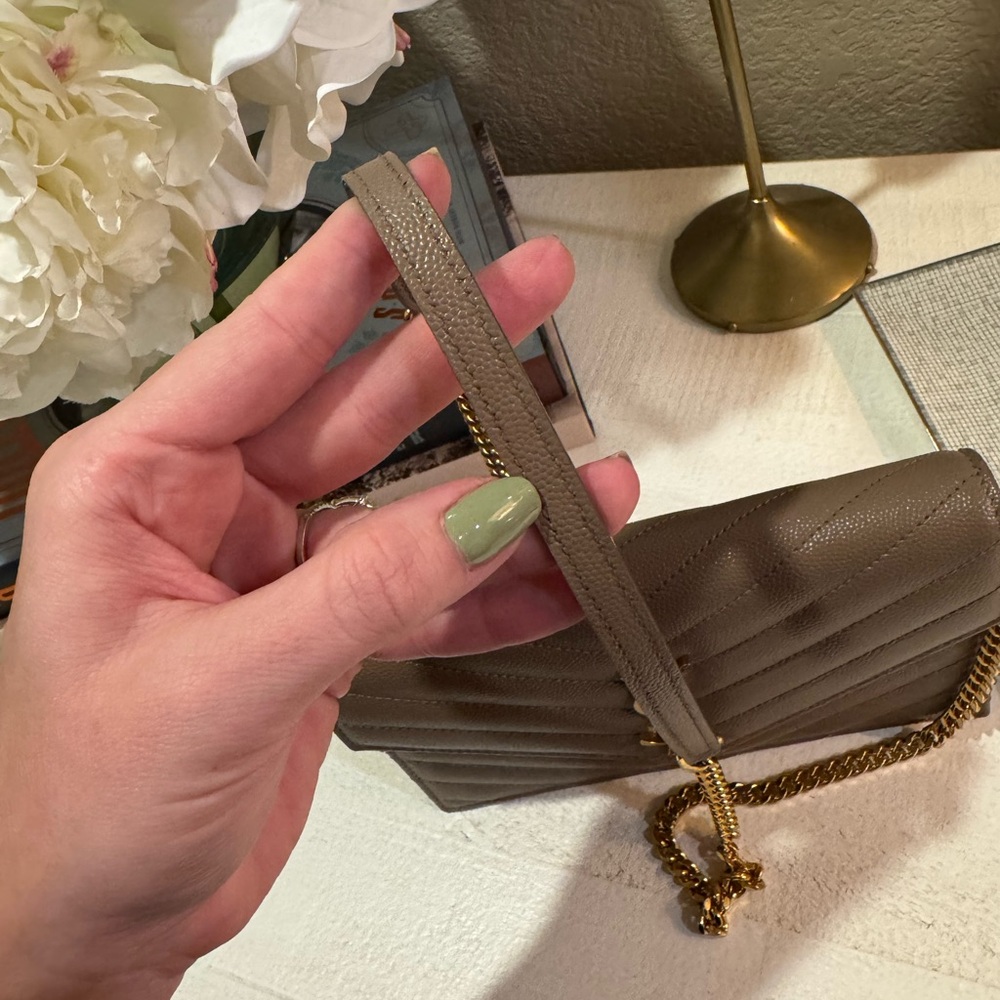 Yves Saint Laurent Taupe Quilted Crossbody Bag - Picture 5 of 16